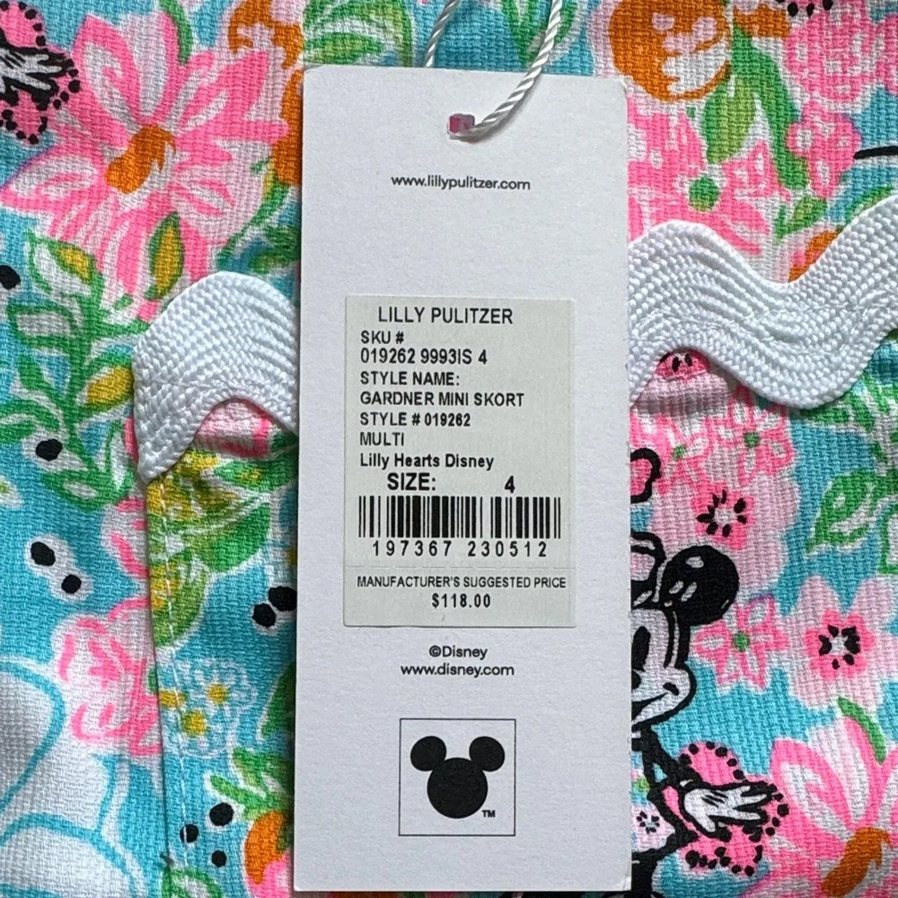 Lilly Pulitzer Aqua Floral Mickey Print Scalloped Hem Skort! NEW WITH TAGS! - Picture 8 of 8